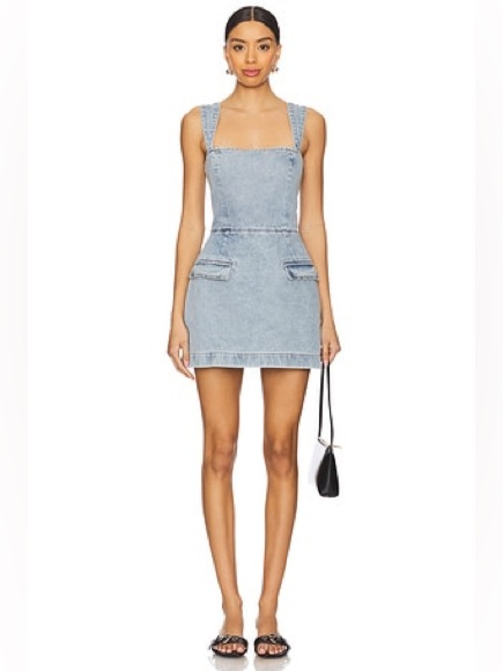 Amanda Uprichard Light Blue Denim Pinafore Mini Dress